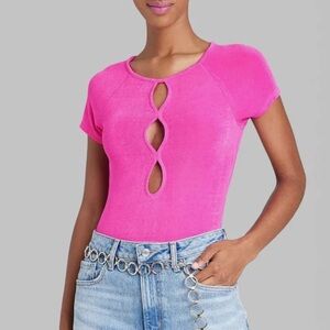NWT Wild Fable Fuchsia Bodysuit with Keyhole Design